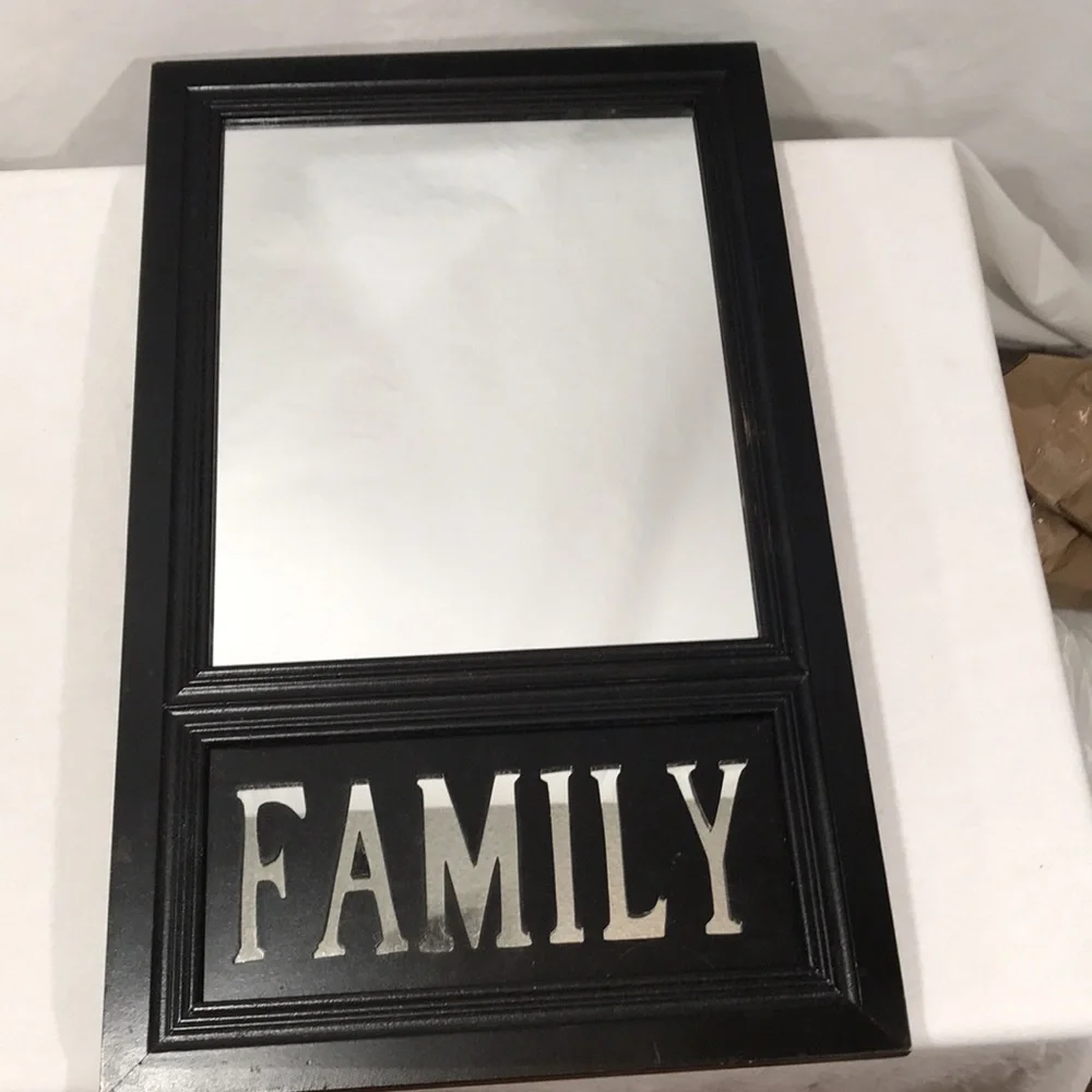 Wooden “Family” Cut-Out Decorative Hanging Mirror